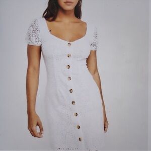 Abercrombie & Fitch Ivory Lace Button-Down Mini Dress